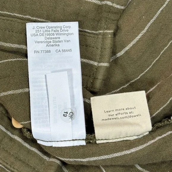 Madewell Lightspun Flap-Pocket Olive Green Striped Button Front Oversize Shirt S - Picture 8 of 8